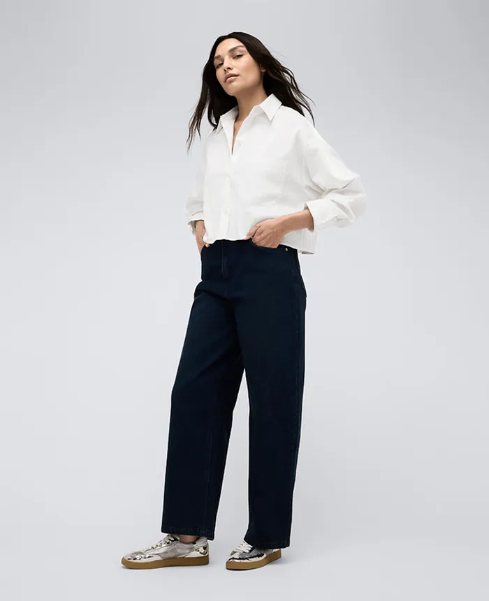 Kenneth Cole Denim Women High Rise Barrel Leg Denim Jean Blue