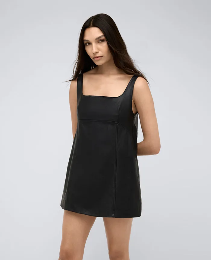 Kenneth Cole Dresses and Skirts Women Site Exclusive Leather Open Back Strap Shift Dress Black