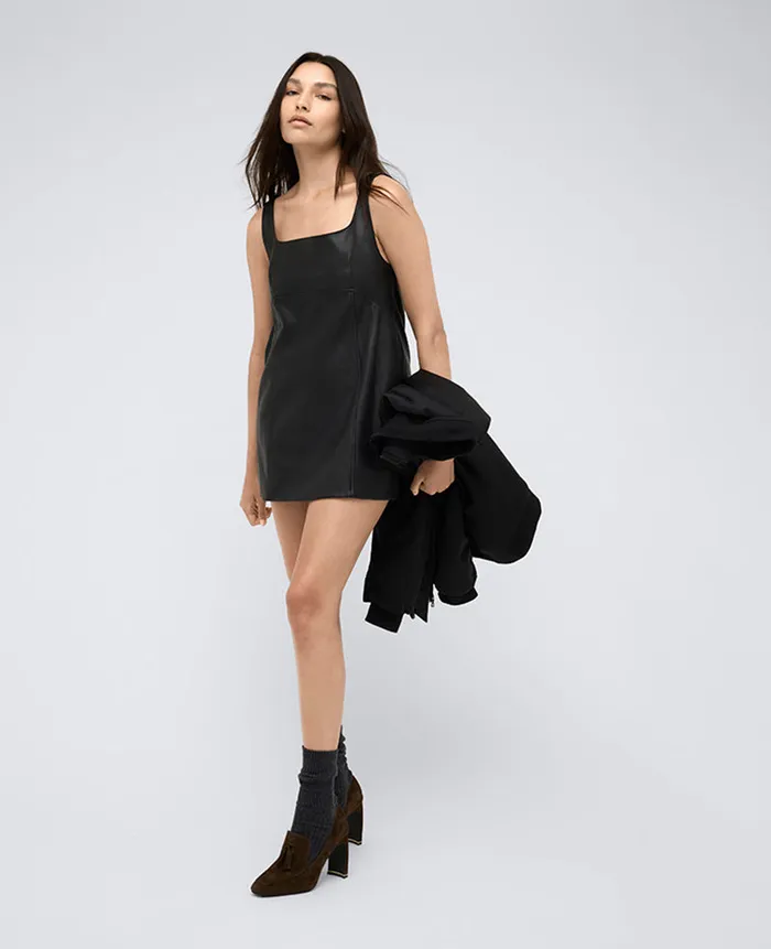 Kenneth Cole Dresses and Skirts Women Site Exclusive Leather Open Back Strap Shift Dress Black