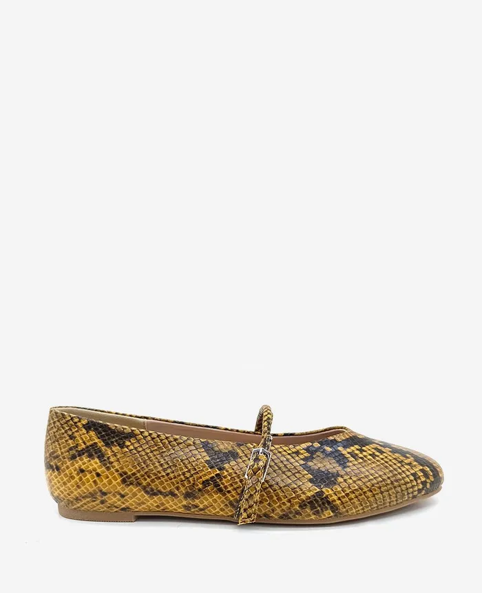 Kenneth Cole Flats and Loafers Women Magnolia Snakeskin Leather Ballet Flat Brown