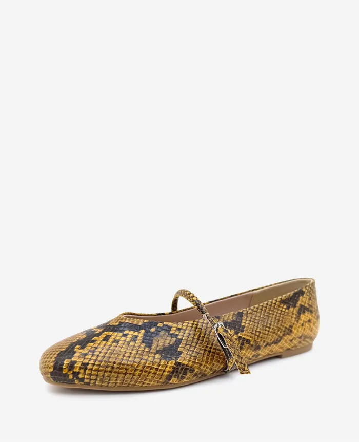 Kenneth Cole Flats and Loafers Women Magnolia Snakeskin Leather Ballet Flat Brown