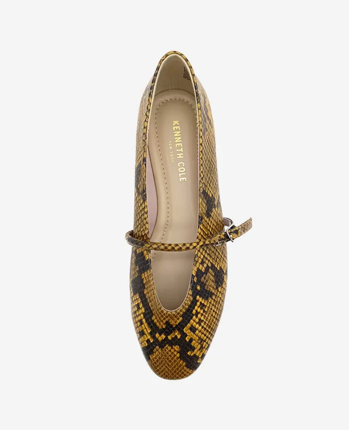 Kenneth Cole Flats and Loafers Women Magnolia Snakeskin Leather Ballet Flat Brown