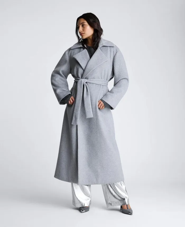 Kenneth Cole Outerwear Women Brushed Felt Trench Coat Grey