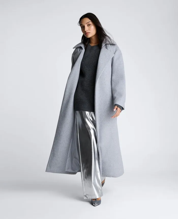 Kenneth Cole Outerwear Women Brushed Felt Trench Coat Grey