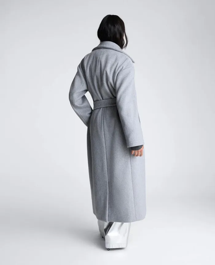 Kenneth Cole Outerwear Women Brushed Felt Trench Coat Grey