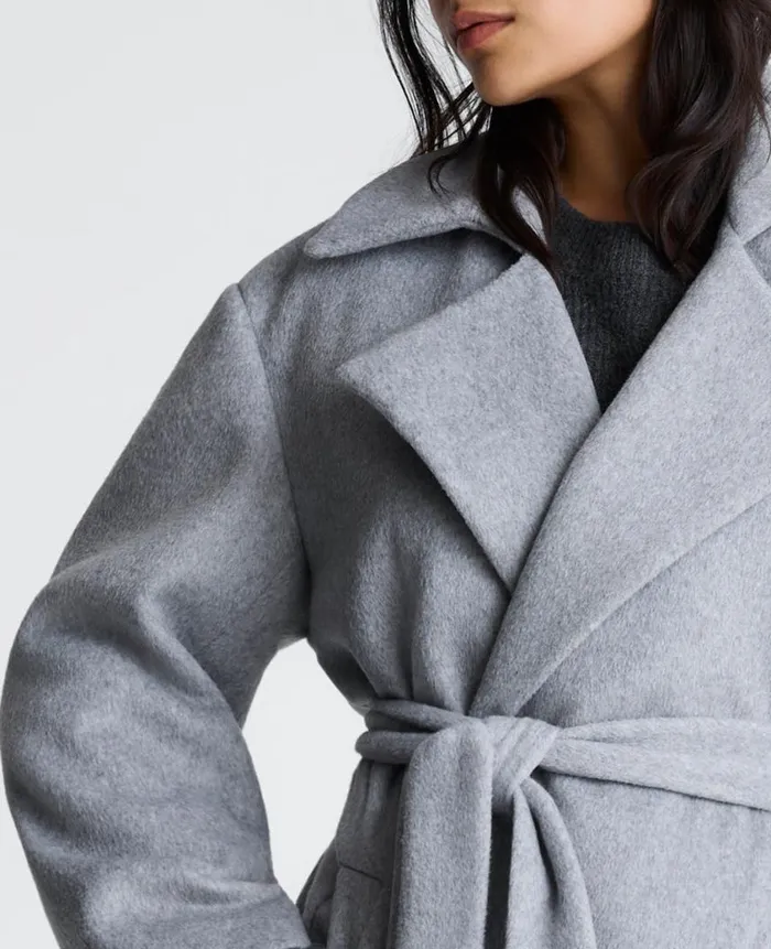 Kenneth Cole Outerwear Women Brushed Felt Trench Coat Grey