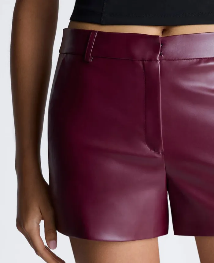 Kenneth Cole Pants and Shorts Women Faux Leather Fly Front Short Red Kenneth Cole Pants and Shorts Women Faux Leather Fly Front Short Red