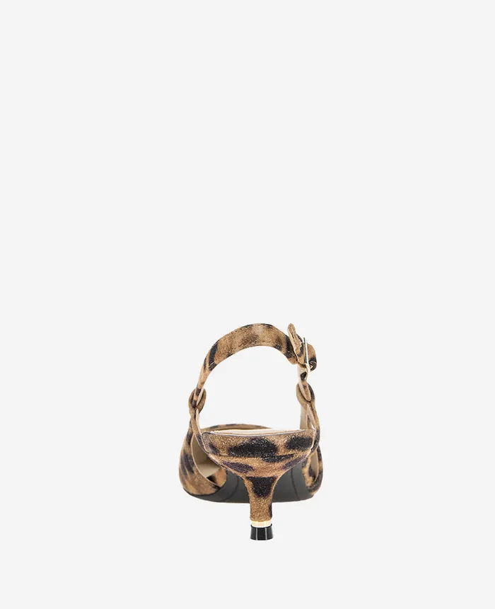 Kenneth Cole Pumps and Heels Women Martha Leopard Suede Cap Toe Slingback Kitten Heel Multi