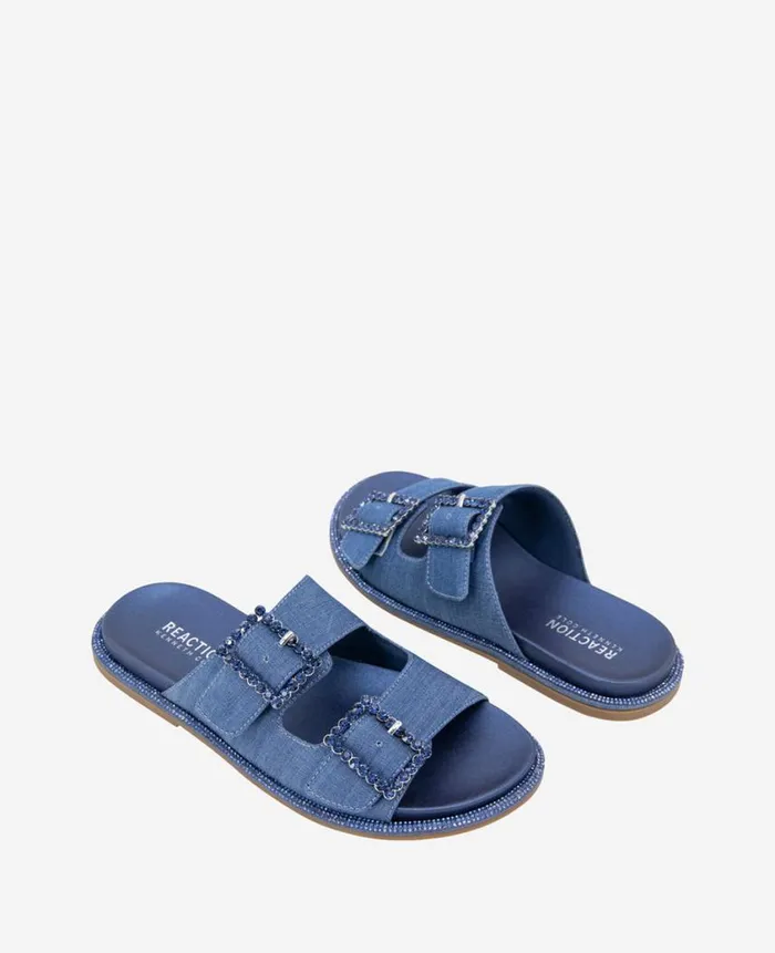 Kenneth Cole Sandals and Wedges Women REACTION The Sydney Slip On Denim Sandal Blue Kenneth Cole Sandals and Wedges Women REACTION The Sydney Slip On Denim Sandal Blue