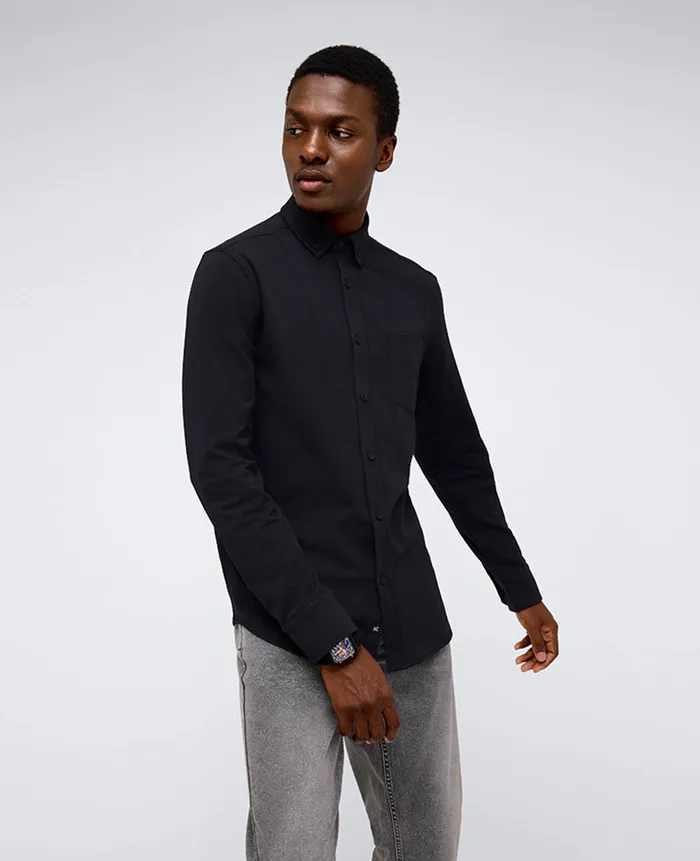 Kenneth Cole Shirts Men Long Sleeve Button Down Stretch Shirt With Pocket Black Kenneth Cole Shirts Men Long Sleeve Button Down Stretch Shirt With Pocket Black