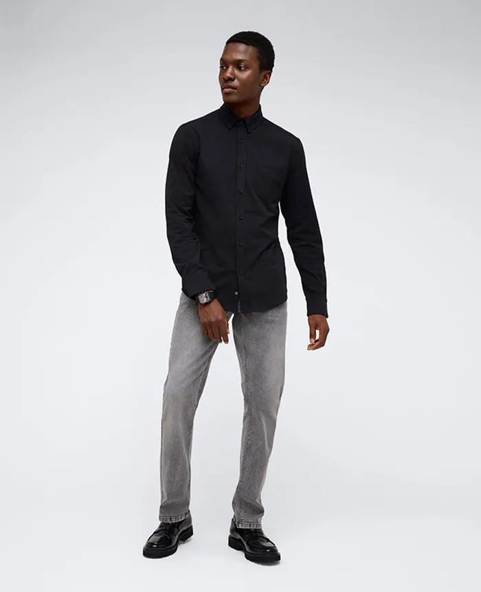 Kenneth Cole Shirts Men Long Sleeve Button Down Stretch Shirt With Pocket Black Kenneth Cole Shirts Men Long Sleeve Button Down Stretch Shirt With Pocket Black