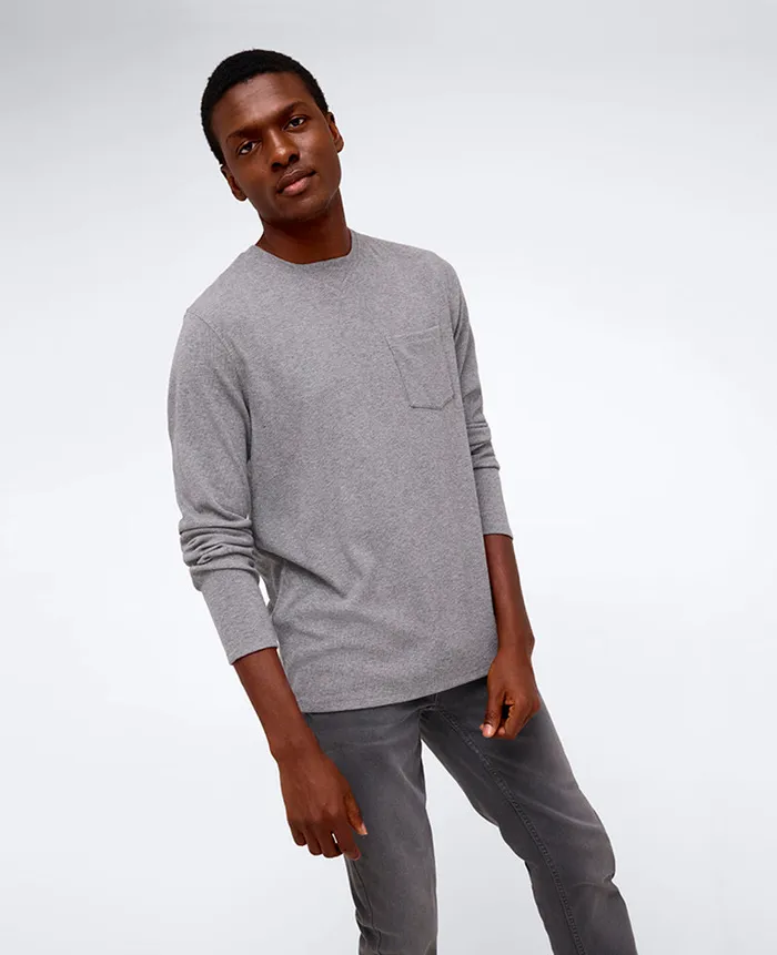 Kenneth Cole Shirts Men Long Sleeve Heathered TShirt Grey