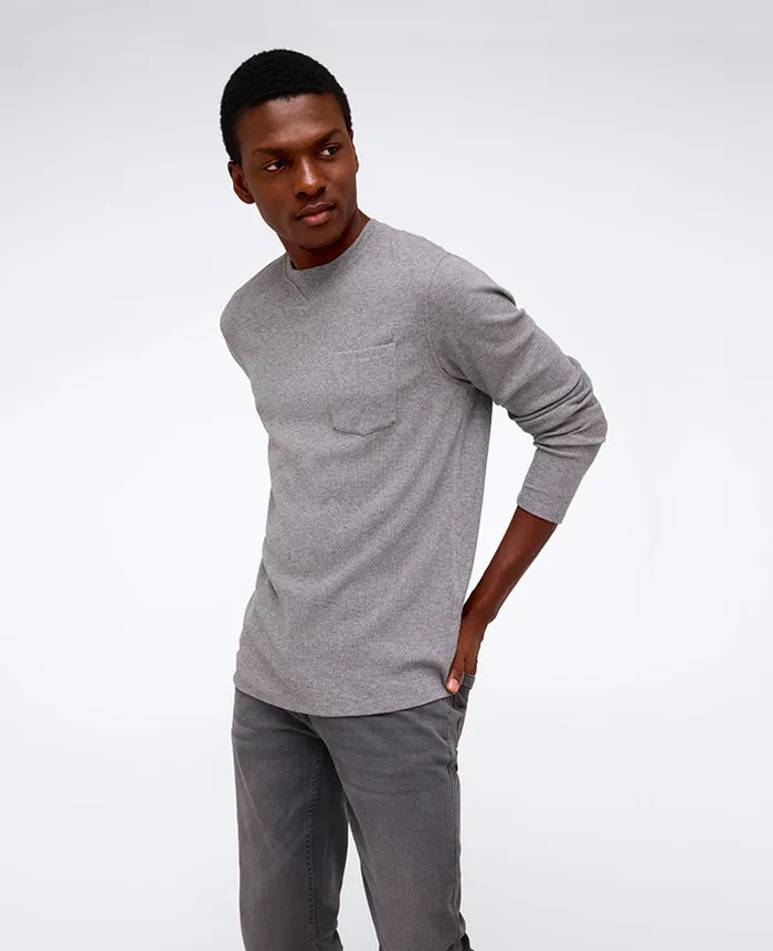 Kenneth Cole Shirts Men Long Sleeve Heathered TShirt Grey Kenneth Cole Shirts Men Long Sleeve Heathered TShirt Grey