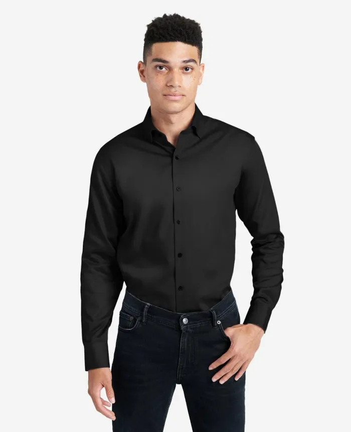 Kenneth Cole Shirts Men RegularFit ButtonDown Stretch Dress Shirt With TEK FIT Black