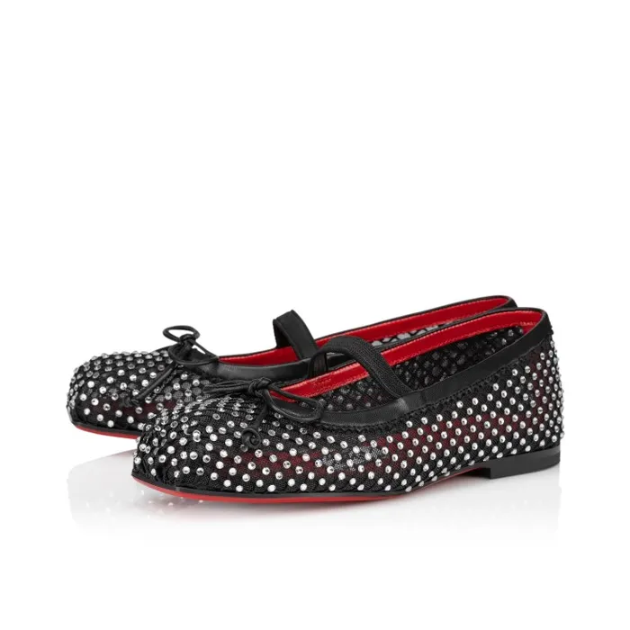 Kids Baballet Strass Ballerinas 8211 Mesh And Strass 8211 Black Christian Louboutin Ballerinas