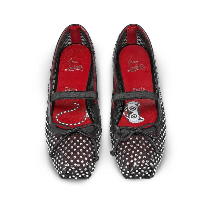 Kids Baballet Strass Ballerinas 8211 Mesh And Strass 8211 Black Christian Louboutin Ballerinas