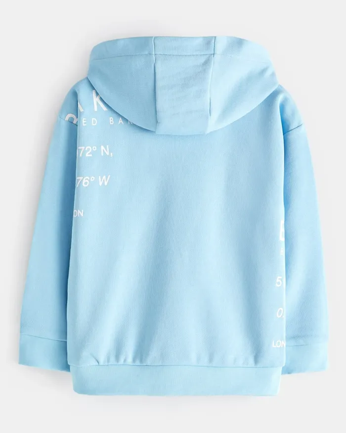 Kids BLISARD 8211 Branded Graphic Print Hoodie Blue Ted Baker Tops