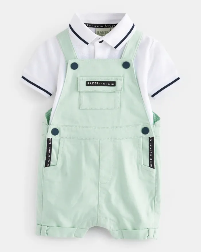 Kids DRAGOMI 8211 Cotton Polo Shirt And Dungarees Set Green Ted Baker Sets and Outfits Kids DRAGOMI 8211 Cotton Polo Shirt And Dungarees Set Green Ted Baker Sets and Outfits