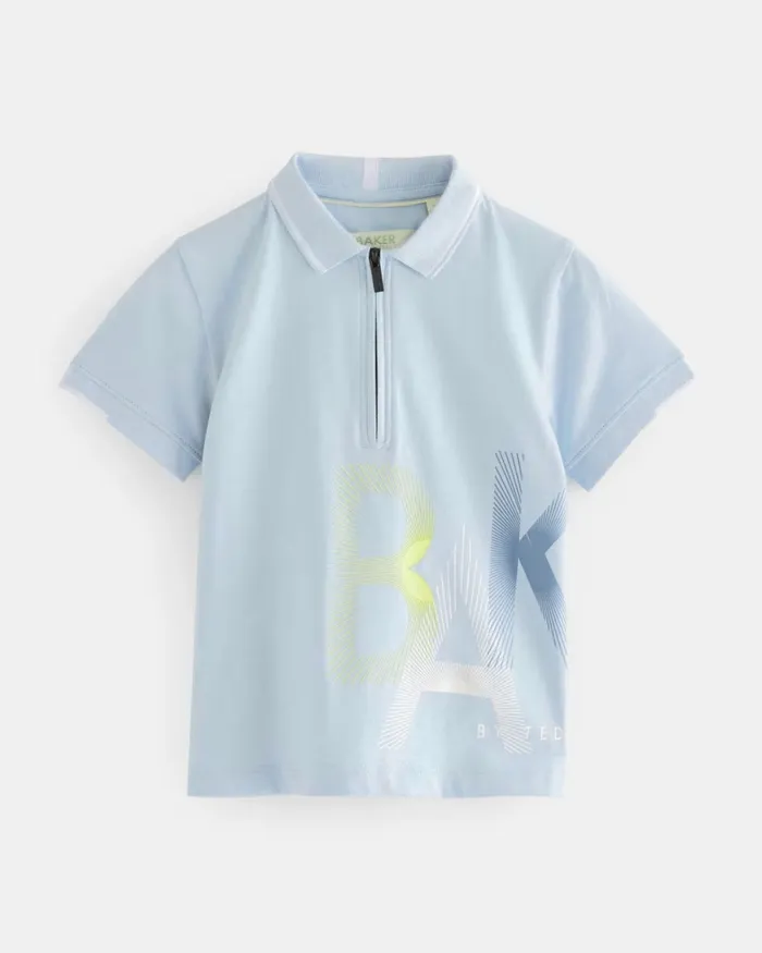 Kids FERKA 8211 Logo Zip Polo Shirt Blue Ted Baker Tops Kids FERKA 8211 Logo Zip Polo Shirt Blue Ted Baker Tops