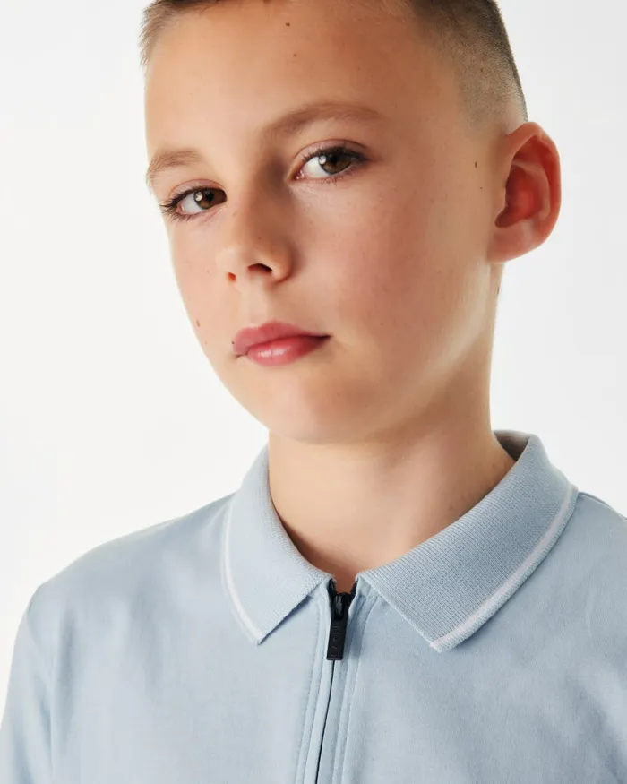 Kids FERKA 8211 Logo Zip Polo Shirt Blue Ted Baker Tops Kids FERKA 8211 Logo Zip Polo Shirt Blue Ted Baker Tops