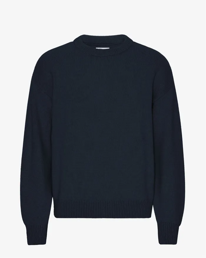 Knit Sweaters Men Oversized Merino Wool Crew 8211 Navy Blue Colorfulstandard
