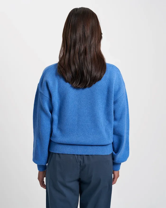 Knit Sweaters Women Oversized Merino Wool Crew 8211 Pacific Blue Colorfulstandard