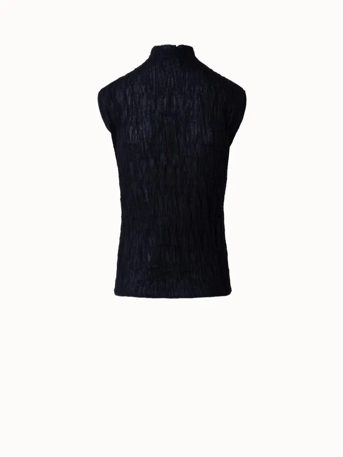 Knit Top In Cotton Blend With Asagao 3D Jacquard Black Women Akris Knitwear