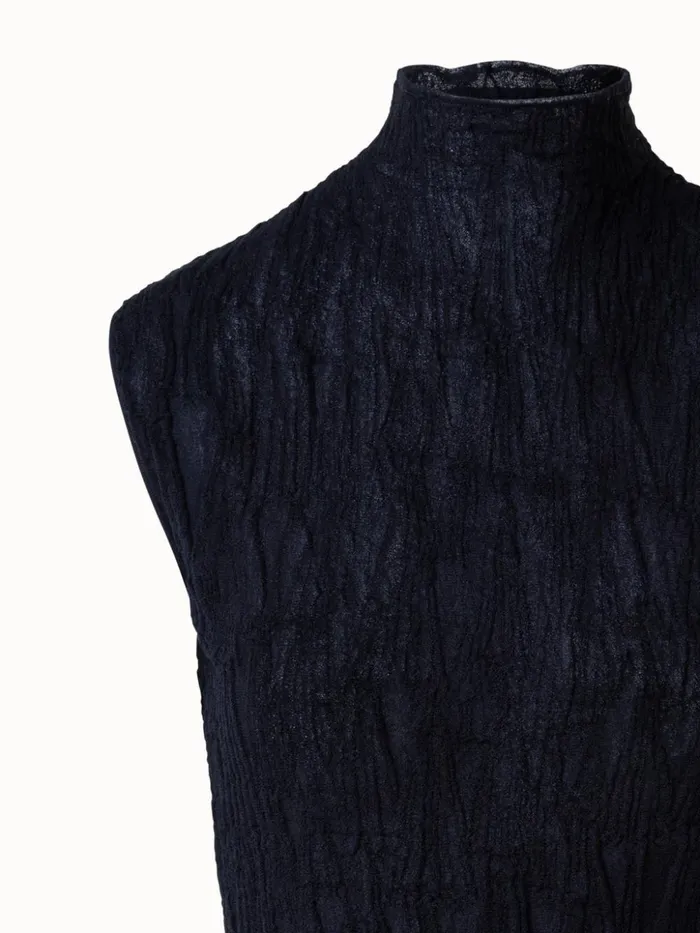 Knit Top In Cotton Blend With Asagao 3D Jacquard Black Women Akris Knitwear