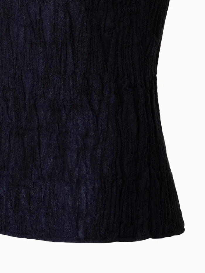 Knit Top In Cotton Blend With Asagao 3D Jacquard Black Women Akris Knitwear