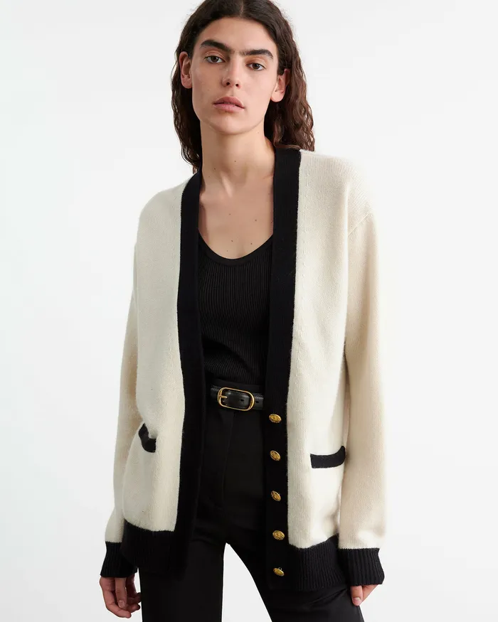 Knits and Sweaters NESHAT CASHMERE CARDIGAN IvoryBlack 8211 Nili Lotan Women