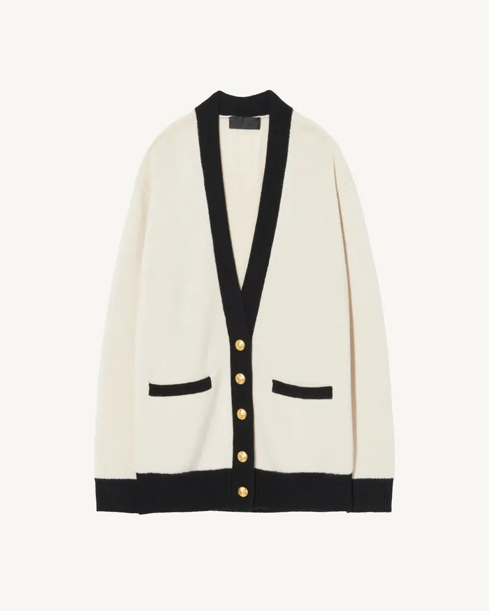Knits and Sweaters NESHAT CASHMERE CARDIGAN IvoryBlack 8211 Nili Lotan Women