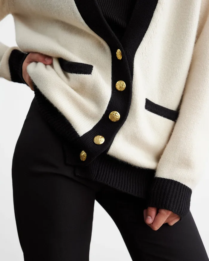 Knits and Sweaters NESHAT CASHMERE CARDIGAN IvoryBlack 8211 Nili Lotan Women