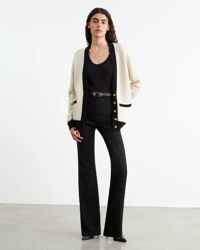 Knits and Sweaters NESHAT CASHMERE CARDIGAN IvoryBlack 8211 Nili Lotan Women