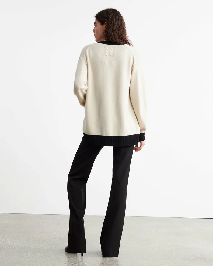 Knits and Sweaters NESHAT CASHMERE CARDIGAN IvoryBlack 8211 Nili Lotan Women