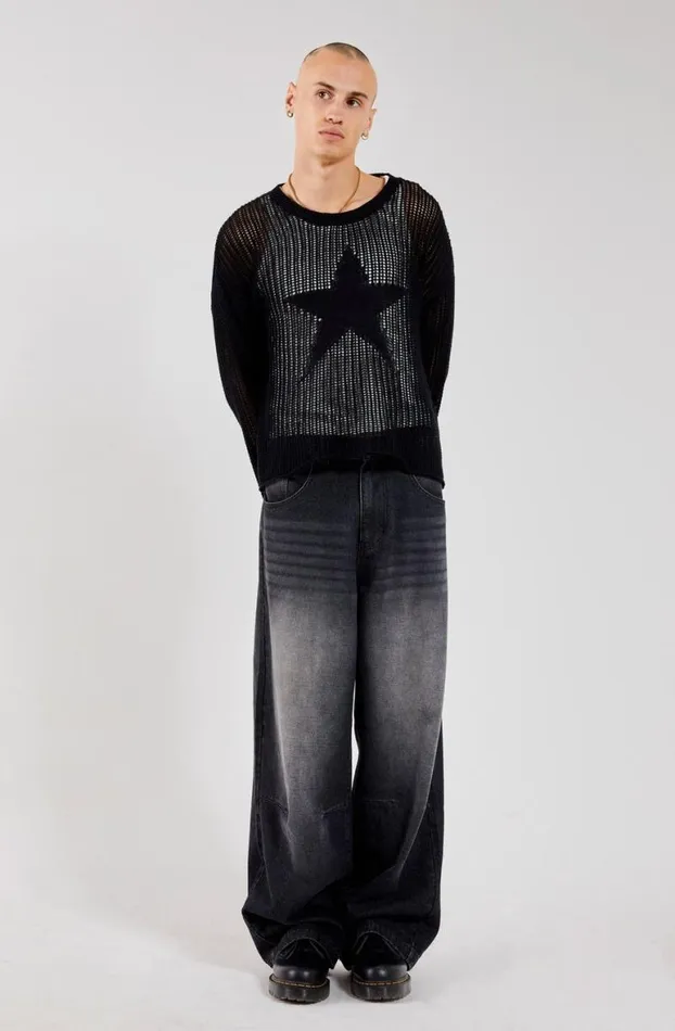 Knitwear Men Jaded London Black Nebula Jumper