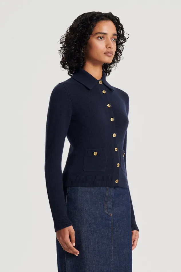 Knitwear Women CASHMERE SHIRT NAVY Scanlan Theodore Knitwear Women CASHMERE SHIRT NAVY Scanlan Theodore