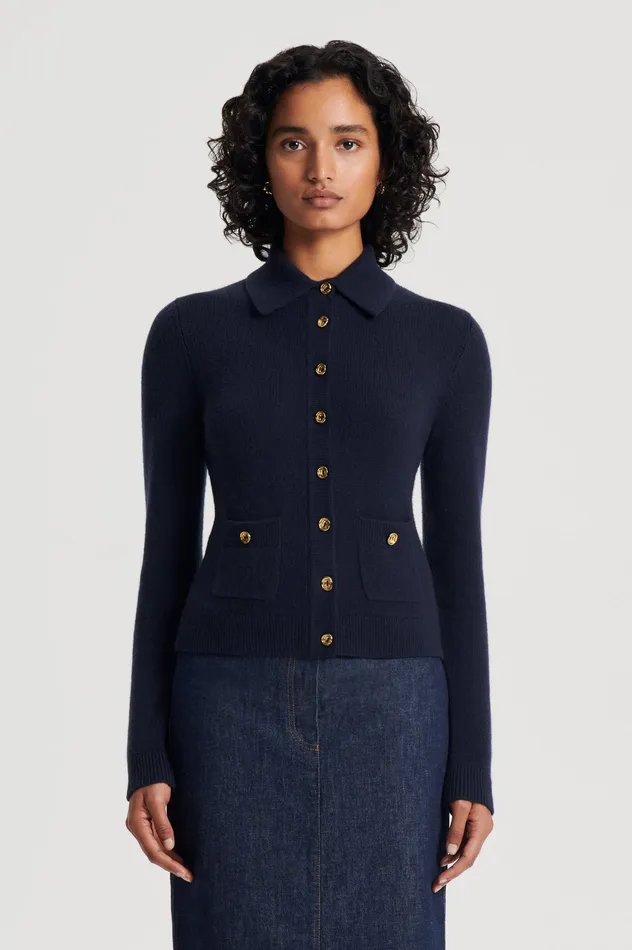 Knitwear Women CASHMERE SHIRT NAVY Scanlan Theodore Knitwear Women CASHMERE SHIRT NAVY Scanlan Theodore