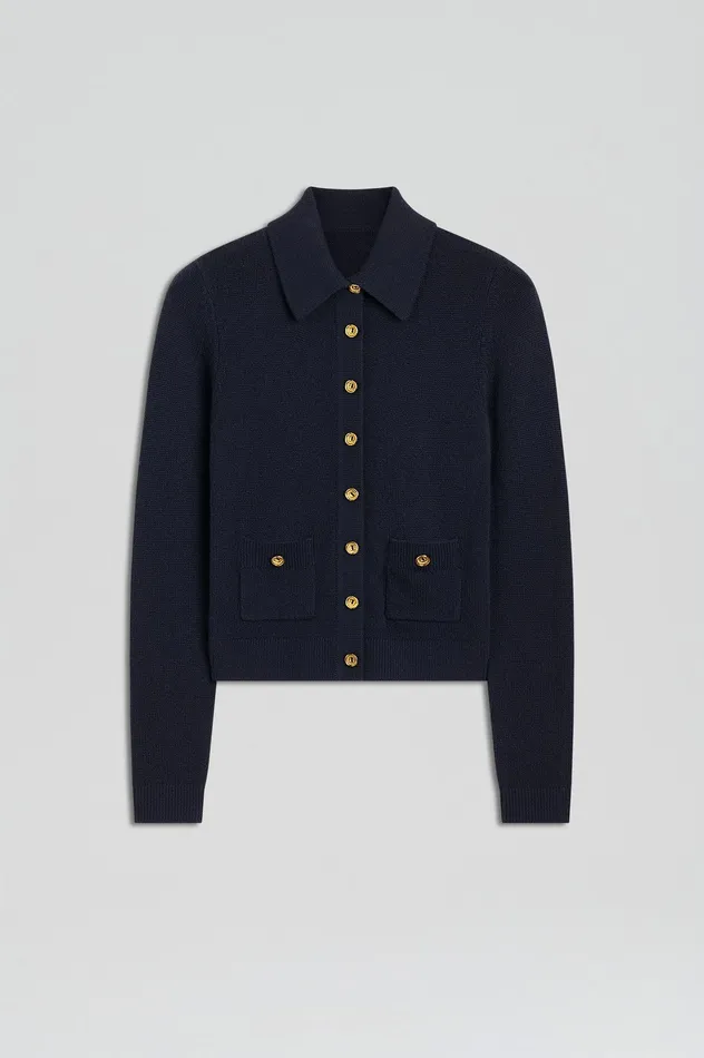 Knitwear Women CASHMERE SHIRT NAVY Scanlan Theodore Knitwear Women CASHMERE SHIRT NAVY Scanlan Theodore