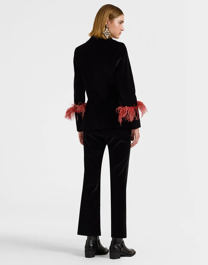 La Doublej 247 Pants Solid Black In Cotton Velvet Women Shorts and Pants