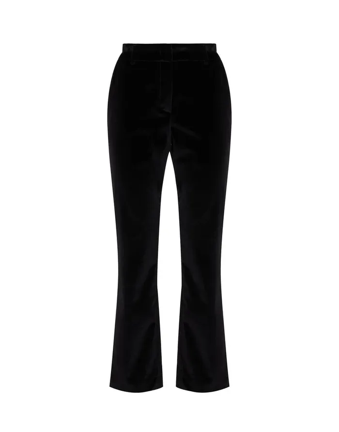 La Doublej 247 Pants Solid Black In Cotton Velvet Women Shorts and Pants