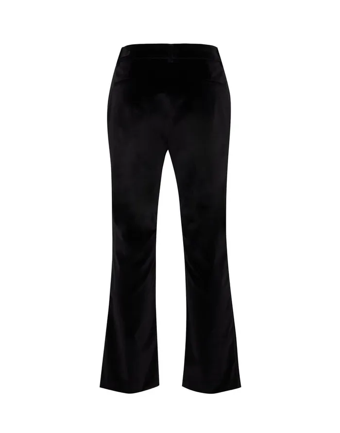 La Doublej 247 Pants Solid Black In Cotton Velvet Women Shorts and Pants