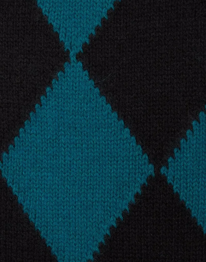 La Doublej Argyle Gilet Black Green In Wool Women Knitwear