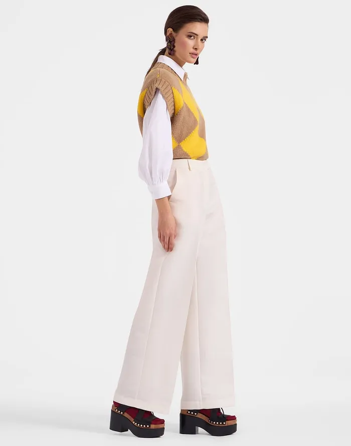 La Doublej Argyle Gilet CamelYellow In Wool Women Knitwear