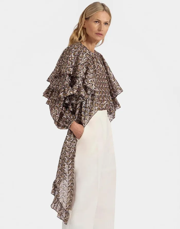 La Doublej Ball Drop Mini Cape Jive Pink In Lurex Fil Coup Women Outerwear