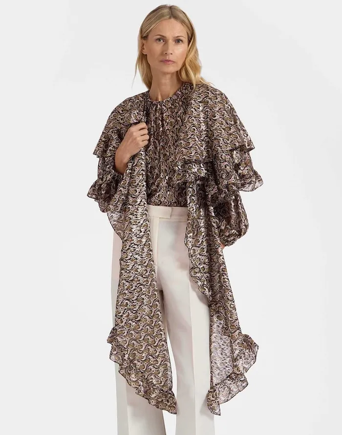 La Doublej Ball Drop Mini Cape Jive Pink In Lurex Fil Coup Women Outerwear