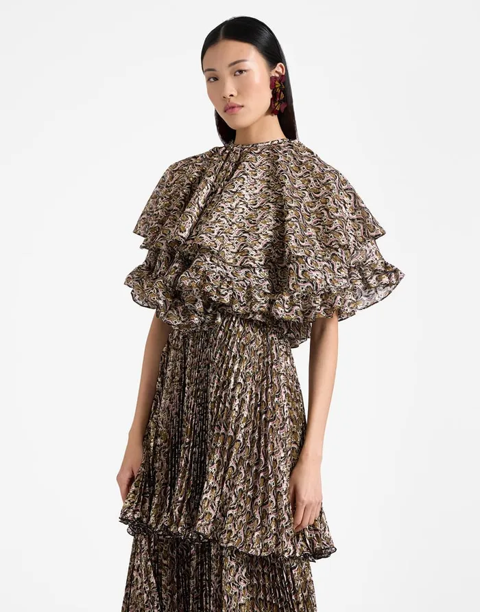 La Doublej Ball Drop Mini Cape Jive Pink In Lurex Fil Coup Women Outerwear