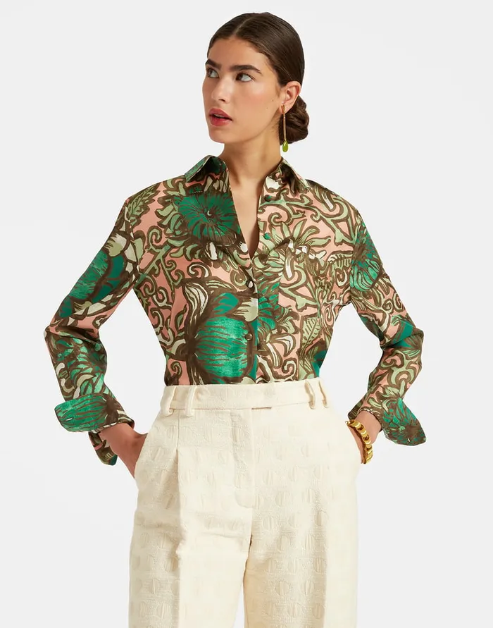 La Doublej Boy Shirt Anemone Pink In Twill Silk Women Shirts and Tops