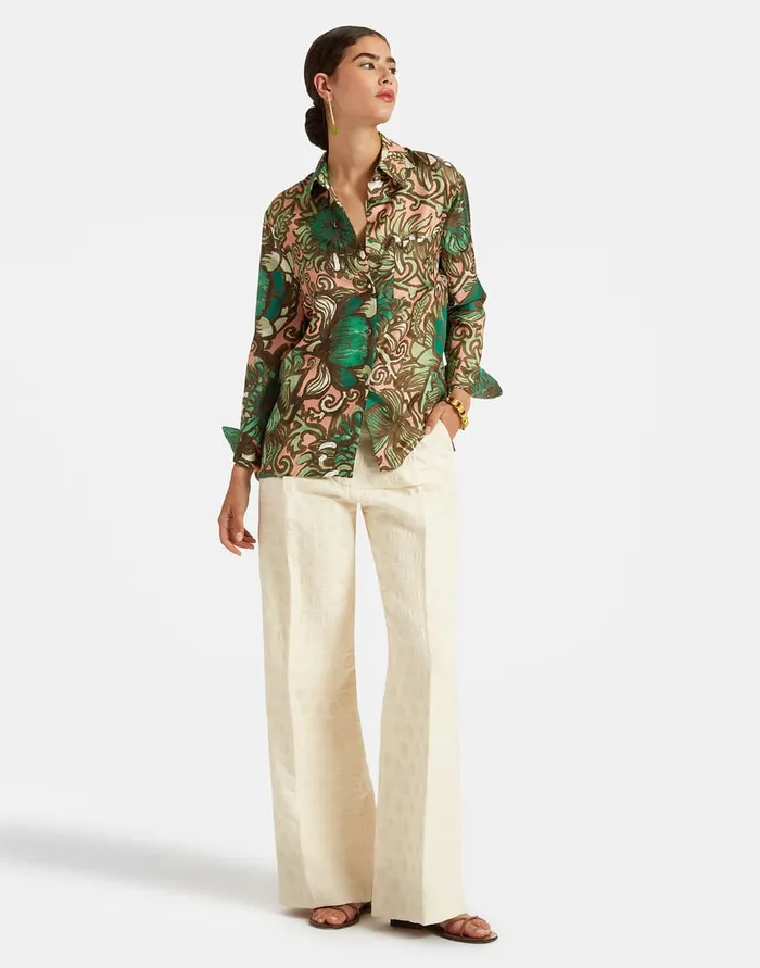 La Doublej Boy Shirt Anemone Pink In Twill Silk Women Shirts and Tops
