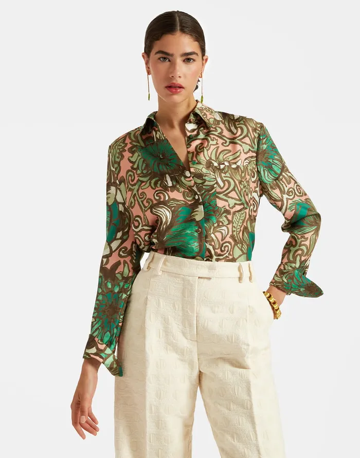 La Doublej Boy Shirt Anemone Pink In Twill Silk Women Shirts and Tops