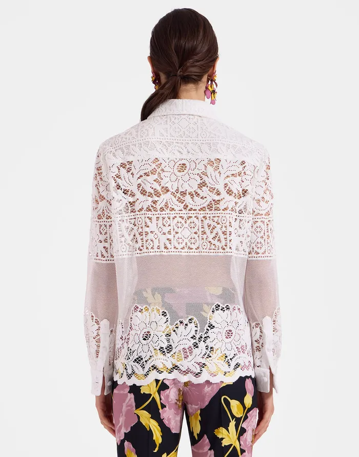 La Doublej Boy Shirt White In Cotton Lace Women Shirts and Tops